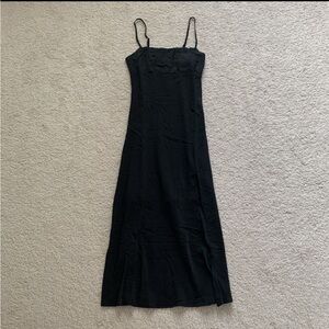 Petal & Pup black satin midi dress